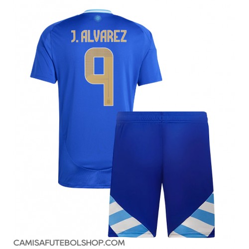 Camisa de time de futebol Argentina Julian Alvarez #9 Replicas 2º Equipamento Infantil Copa America 2024 Manga Curta (+ Calças curtas)